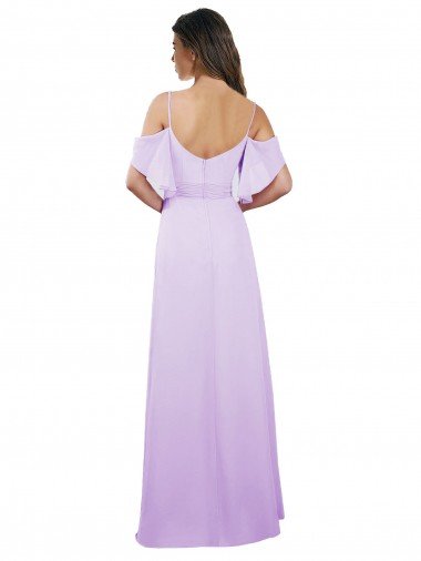 Affordable Chiffon Bridesmaid Dress with Draped Sweetheart Bodice and Off The Shoulder Flounces UK