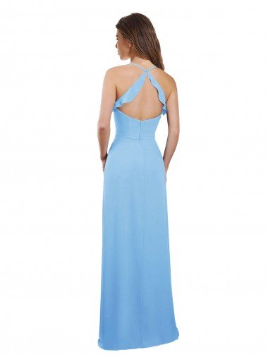 Affordable Slim Chiffon Bridesmaid Dress with Ruffled Sweetheart Neckline UK
