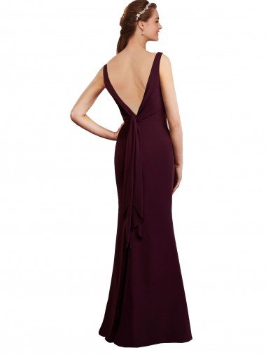 Affordable Floor Length Fluted Chiffon Dress with Draped Bodice and V-Neckline UK