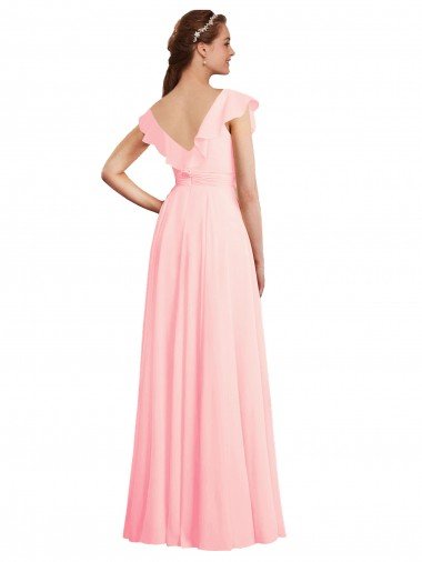 Affordable Chiffon A-Line Dress with Full Circle Skirt and Gathered Waistband UK