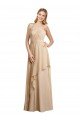 Affordable Draped Long Chiffon A-Line Dress with Cascading Ruffles UK