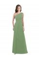 Affordable One Shoulder Chiffon Bridesmaid Dress with Pleats and Side Slit UK