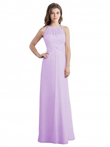 Affordable Sweetheart Long Chiffon Bridesmaid Dress with Halter Straps UK