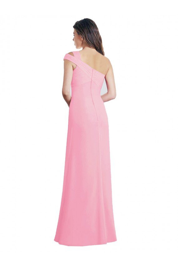 Affordable Single Shoulder Chiffon Bridesmaid Dress with Draped Bodice UK