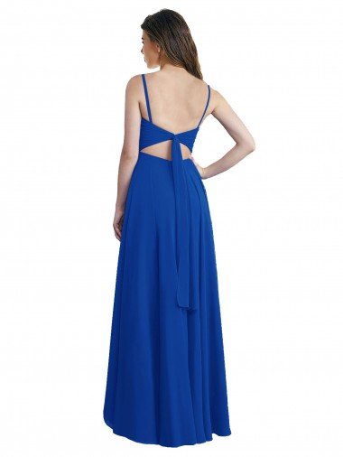 Affordable Draped High Low Chiffon Bridesmaid Dress with Cross Over Bodice UK