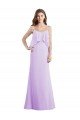 Affordable Scoop Neck Long Chiffon Bridesmaid Dress with Cross Over Neckline Flounce UK