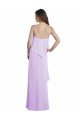 Affordable Scoop Neck Long Chiffon Bridesmaid Dress with Cross Over Neckline Flounce UK