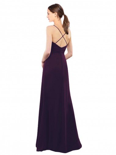 Affordable Floor Length A-Line Chiffon Bridesmaid Dress with Criss Cross Back UK