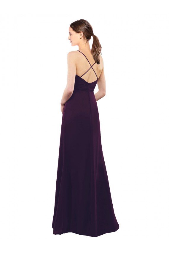 Affordable Floor Length A-Line Chiffon Bridesmaid Dress with Criss Cross Back UK