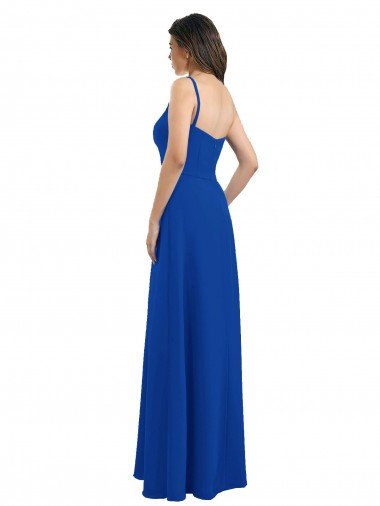 Affordable One Shoulder A-Line Chiffon Bridesmaid Dress with Pleated Bodice UK