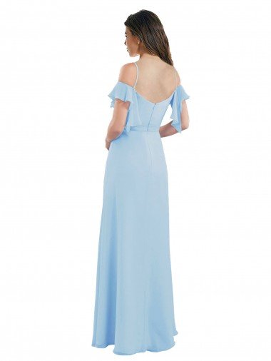 Affordable Cold Shoulde Chiffon Bridesmaid Dress with Wrap Bodice UK