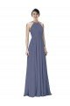 Affordable Halter Neck Ruched Bodice Chiffon Bridesmaid Dress UK