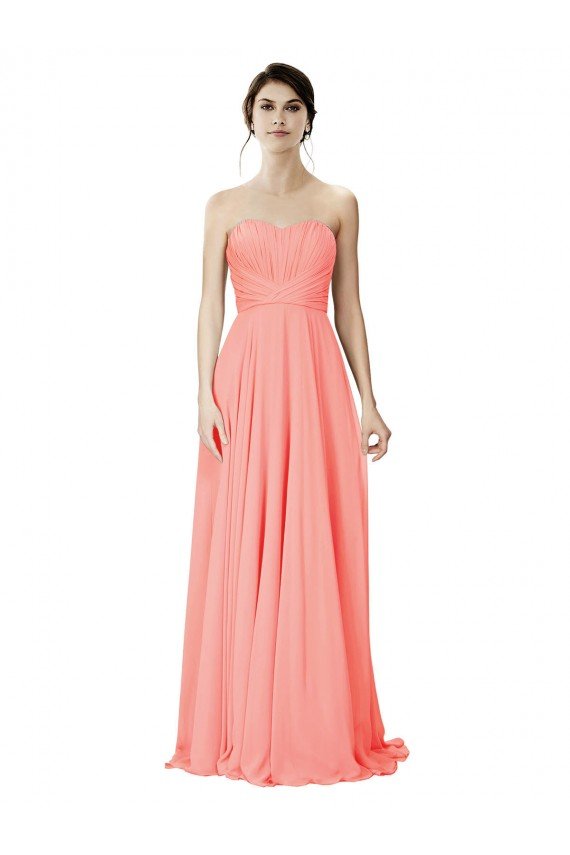 Affordable Strapless Chiffon Bridesmaid Dress with Ruched Sweetheart Neckline UK