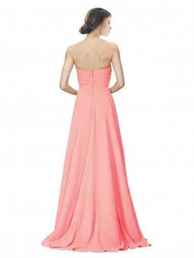 Affordable Strapless Chiffon Bridesmaid Dress with Ruched Sweetheart Neckline UK