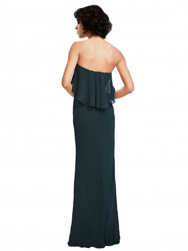 Affordable Strapless Chiffon Bridesmaid Dress with cascading Flounce Crop Top Bodice UK