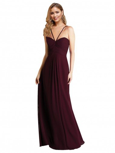 Affordable Long Chiffon Bridesmaid Dress with Sweetheart Neckline UK