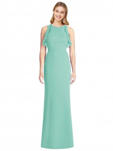 Affordable Jewel Neck Mermaid Open Back Chiffon Bridesmaid Dress UK