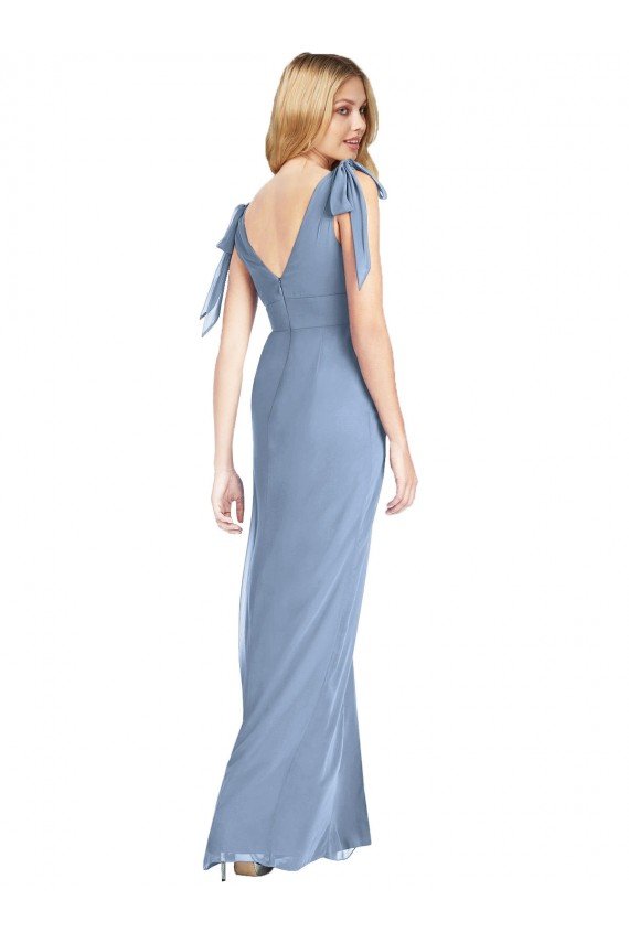 Affordable Bow-Shoulder Sleeveless Deep V-Back Mermaid Bridesmaid Dress UK
