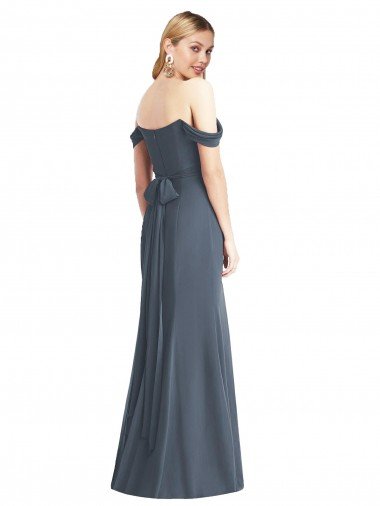 Affordable Off the Shoulder Criss Cross Bodice Trumpet Chiffon Bridesmaid Dress UK