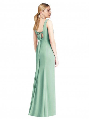 Affordable Sleeveless Tie Back Chiffon Trumpet Chiffon Bridesmaid Dress UK