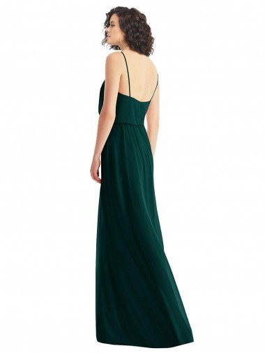 Affordable V-Neck Blouson Bodice Chiffon Maxi Bridesmaid Dress UK