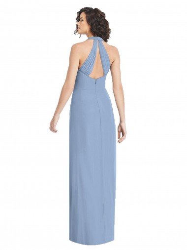 Affordable V-Neck Halter Back Straps Chiffon Formal Bridesmaid Dress UK