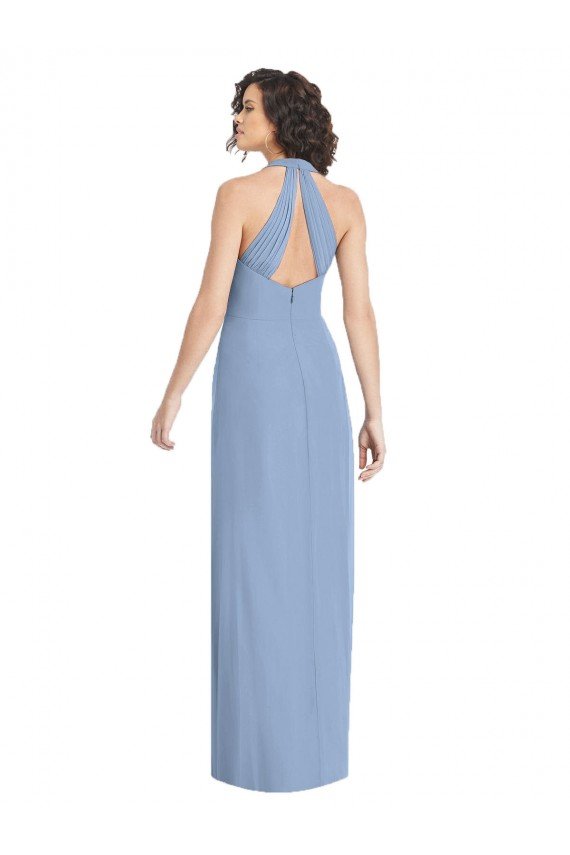 Affordable V-Neck Halter Back Straps Chiffon Formal Bridesmaid Dress UK