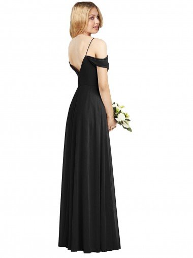 Affordable Cold-Shoulder V-Back Chiffon Maxi Bridesmaid Dress UK