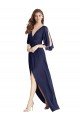 Affordable Split Sleeves Backless Chiffon Maxi Bridesmaid Dress UK