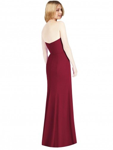 Affordable Strapless Chiffon Trumpet Bridesmaid Dress with Front Slit UK
