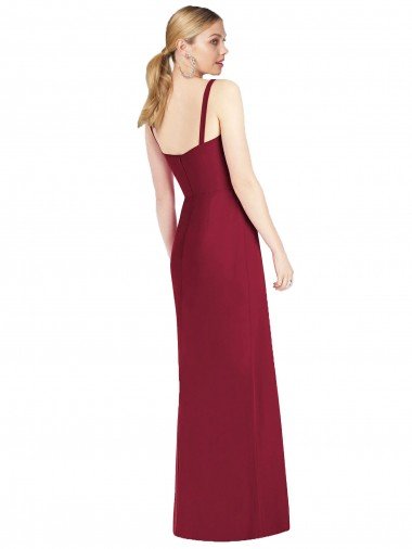 Affordable Spaghetti Straps Mermaid Chiffon Bridesmaid Dress with Side Front Slit UK