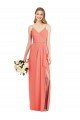 Affordable Spaghetti Strap Draped Skirt Chiffon Bridesmaid Dress with Front Slit UK