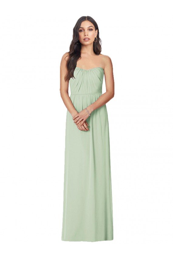 Affordable Strapless Sweetheart All-Over Shirring Chiffon Bridesmaid Dress UK