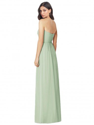 Affordable Strapless Sweetheart All-Over Shirring Chiffon Bridesmaid Dress UK