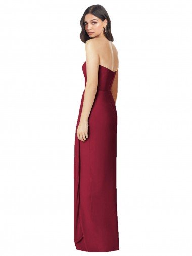 Affordable Side Front Slit Draped Strapless Chiffon Bridesmaid Dress UK