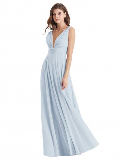 Affordable Plunge Deep V-Neckline Low Back Chiffon Bridesmaid Ress UK