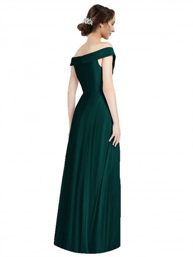 Affordable Full length Off the Shoulder Chiffon Bridesmaid Dress UK