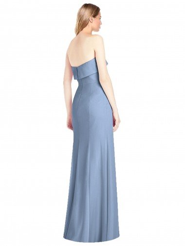 Affordable Trumpet Full Length Strapless Chiffon Bridesmaid Dress with Slit UK