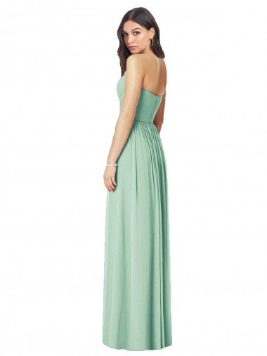 Affordable Draped Sweetheart Strapless Long Chiffon Bridesmaid Dress UK