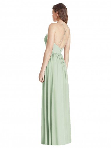 Affordable Criss Cross Strap Backless Maxi Long Chiffon Bridesmaid Dress UK