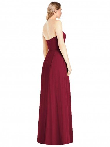 Affordable Strapless Notch Chiffon Maxi Bridesmaid Dress UK