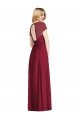 Affordable V-Neck Cap Sleeves Sheer Back Chiffon Bridesmaid Dress UK