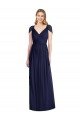 Affordable V-Neck Cap Sleeves Sheer Back Chiffon Bridesmaid Dress UK