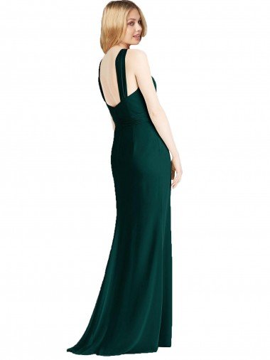 Affordable Sleek Full-Length Twist Halter Chiffon Bridesmaid Dress UK