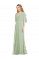 Affordable Full Length Lux Chiffon Flutter Sleeves Bridesmaid Dress UK