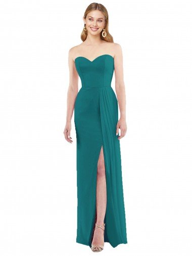 Affordable Sweetheart Neckline Lux Chiffon Bridesmaid Dress with Side Slit UK