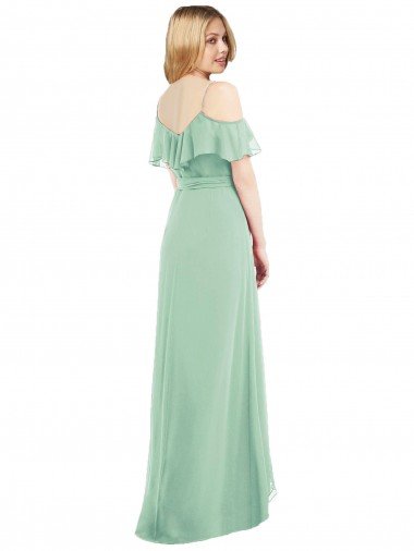 Affordable High Low Off the Shoulder Wrap Chiffon Bridesmaid Dress  UK