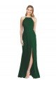 Affordable High-Neck Maxi Bridesmaid Dress with Front Slit UK