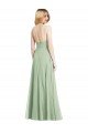 Affordable Sleek Spaghetti Straps Low Back Square Neck Maxi Formal Chiffon Bridesmaid Dress UK