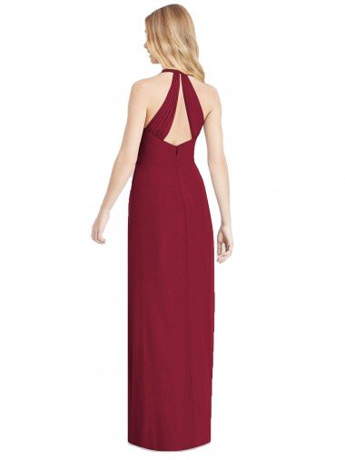 Affordable V-Neck Halter Chiffon Maxi Formal Bridesmaid Dress Open Back UK